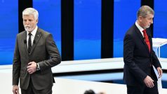 Prezidentští kandidáti Petr Pavel a Andrej Babiš v předvolební debatě na televizi Prima