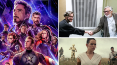 Zleva: Snímek Avengers: Endgame, nový vizuál festivalu v Karlových Varech a snímek Star Wars: Vzestup Skywalkera