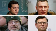 Volodymyr Zelenskyj, Vitalij Kličko, Olexij Reznikov a Dmytro Kuleba