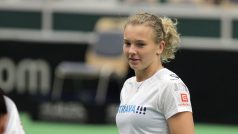 Kateřina Siniaková při tréninku před víkendovým fedcupovým utkáním