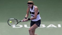 Tenistka Petra Kvitová na turnaji v Dubaji v zápase proti Kateřině Siniakové
