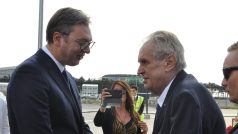 Miloš Zeman na návštěvě Srbska s tamním prezidentem Aleksandarem Vučićem