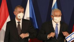 Český premiér Andrej Babiš (ANO) na tiskové konferenci po jednání s předsedy vlád Izraele a Maďarska.