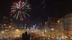 Přivítání nového roku 2022 na Václavském náměstí v Praze