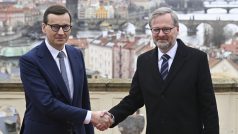 Český premiér Petr Fiala a polský premiér Mateusz Morawiecki