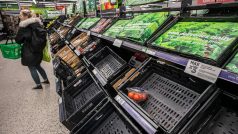Prázdné regály v britských supermarketech