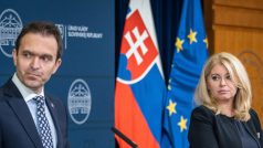 Slovenský premiér Ľudovít Ódor a prezidentka Zuzana Čaputová po jednání bezpečnostní rady