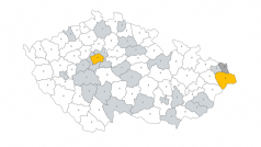 Mapa rizikového skóre v českých regionech k 19. červenci