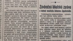 Závěrečná lékařská zpráva o nemoci soudruha Antonína Zápotockého, Rudé právo (17. 11. 1957)