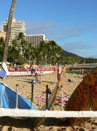 Pláž Waikiki v Honolulu na Havaji