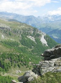 Pohled na Alpy v létě, Valchiavenna