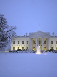 Bílý dům ve Washingtonu pod sněhem