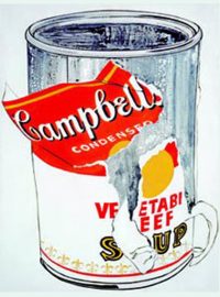 Campbellova tomatová polévka (z výstavy „Andy Warhol. The Early Sixties“ v Basileji)