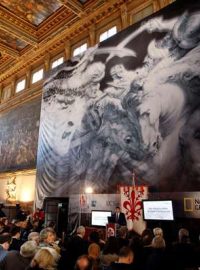 Prezentace výsledků průzkumu na florentské radnici Palazzo Vecchio