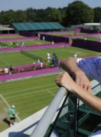 Letní olympijské hry Londýn 2012. Tomáš Berdych 24. července na tréninku tenistů ve Wimbledonu.