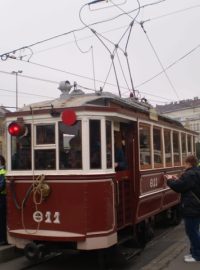 Historická tramvaj v centru Budapešti
