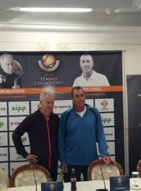 John McEnroe a Ivan Lendl před exhibicí v Bratislavě