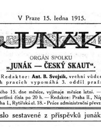 Hlavička prvního čísla časopisu Junák, které vyšlo 15. ledna 1915