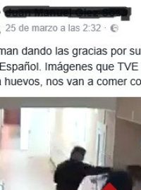 Původní příspěvek, který se od páteční noci šířil mezi španělskými uživateli Facebooku, označený jako hoax.