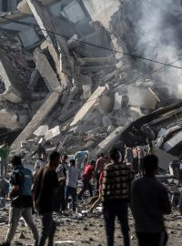 Zničená čtvrť Al-Zahra v Pásmu Gazy po izraelském bombardování