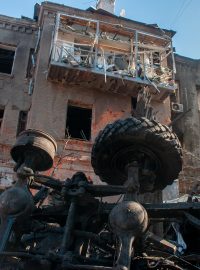 Zničené ukrajinské město Cherson
