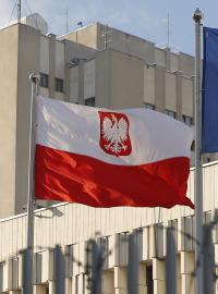 Polská vlajka a vlajka Evropské unie