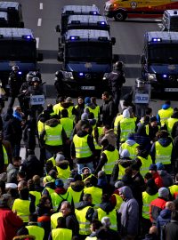 Protesty španělských taxikářů v Madridu