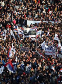 Demonstrace na podporu srbského prezidenta Aleksandra Vučiče