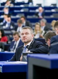 Slovenský premiér Peter Pellegrini při nedávném vystoupení v Evropském parlamentu
