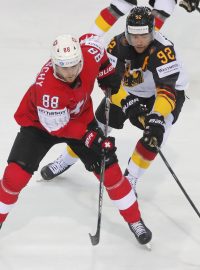 Utkání hokejového MS mezi Švýcarskem a Německem
