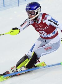 Slalomářka Martina Dubovská při slalomu ve finském Levi