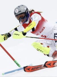 Ester Ledecká v kombinační soutěži při závěrečném slalomu