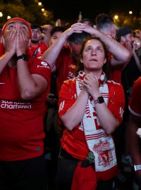 Fanoušci anglického Liverpoolu během finále Ligy mistrů
