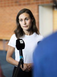 Finská premiérka mluví s médii (18. srpna 2022)