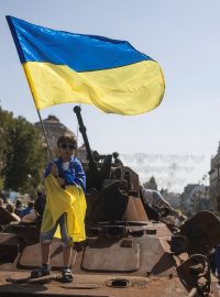 Výstava zničené ruské vojenské techniky v Kyjevě při příležitosti oslav ukrajinské nezávislosti