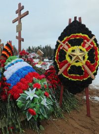 Hrob ruského žoldnéře, který bojoval s Wagnerovou skupinou na Ukrajině, Petrohrad, 24. prosince 2022.