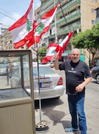 Libanonské vlajky v Bejrútu