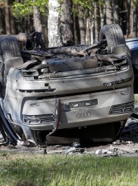 Auto, ve kterém jel při atentátu ruský spiusovatel Zachar Prilepin