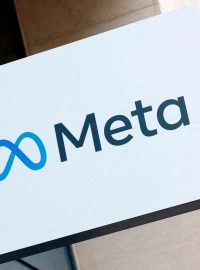Logo společnosti Meta Platforms v Bruselu