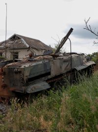 Zničené ruské bojové vozidlo pěchoty BMP-3 v Donětské oblasti