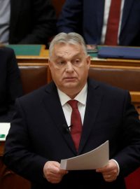 Maďarský premiér Viktor Orbán v parlamentu 13.12.2023