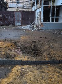 Následky ostřelování v Charkově