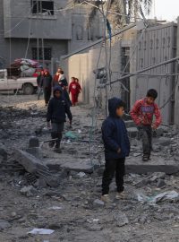 Následky bombardování v Rafáhu