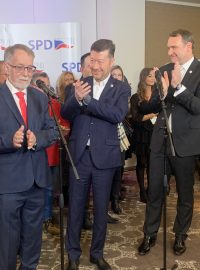 Kandidát na prezidenta Jaroslav Bašta z SPD ve volebním štábu