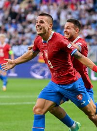Útočník Václav Sejk slaví první branku české fotbalové reprezentace do 21 let proti Německu