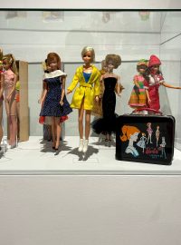 Kromě ikonické Barbie panenky v bíločerných plavkách je na výstavě i mnoho známých osobností