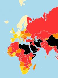 Mapa svobody tisku sestavená Reportéry bez hranic