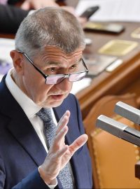 Premiér Andrej Babiš během svého projevu ve sněmovně