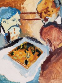 Expresivní obraz Emila Filly Hráči šachu z roku 1908
