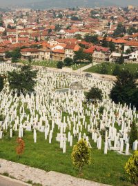 Pohled na muslimský hřbitov v Sarajevu